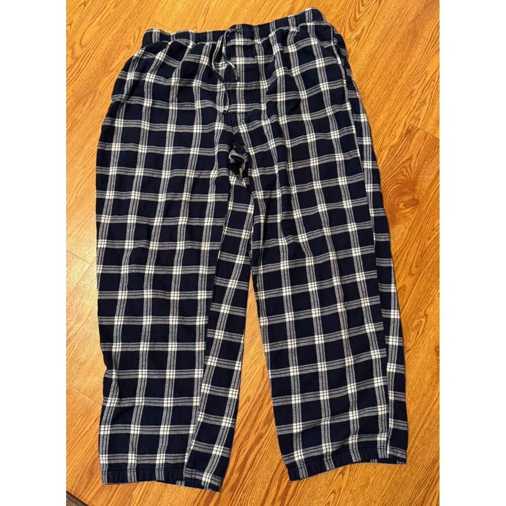Lands End Pajamas Adult Large 36-38 Blue Plaid Flannel Lounge Pant PJs Mens